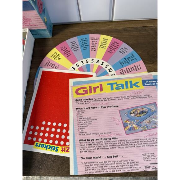 GIRL TALK Truth or Dare Board Game 100% COMPLETE w/ ZITS First Edition 1988 EUC - Picture 5 of 6